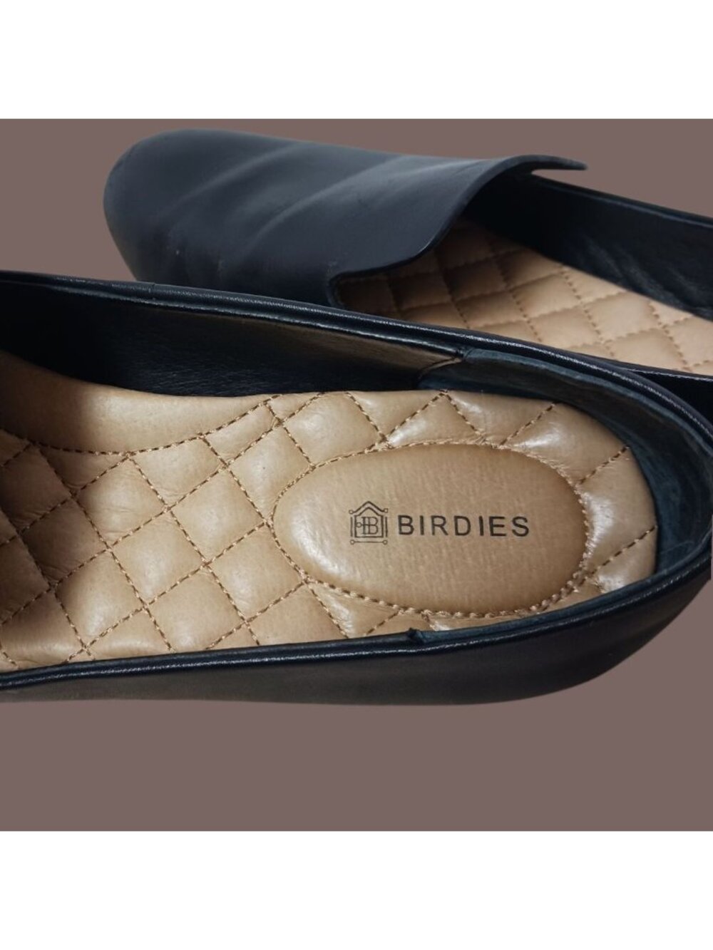 Birdies Black Leather Quilted Insole Slip On Loafers Womens Size 8 - Picture 8 of 11